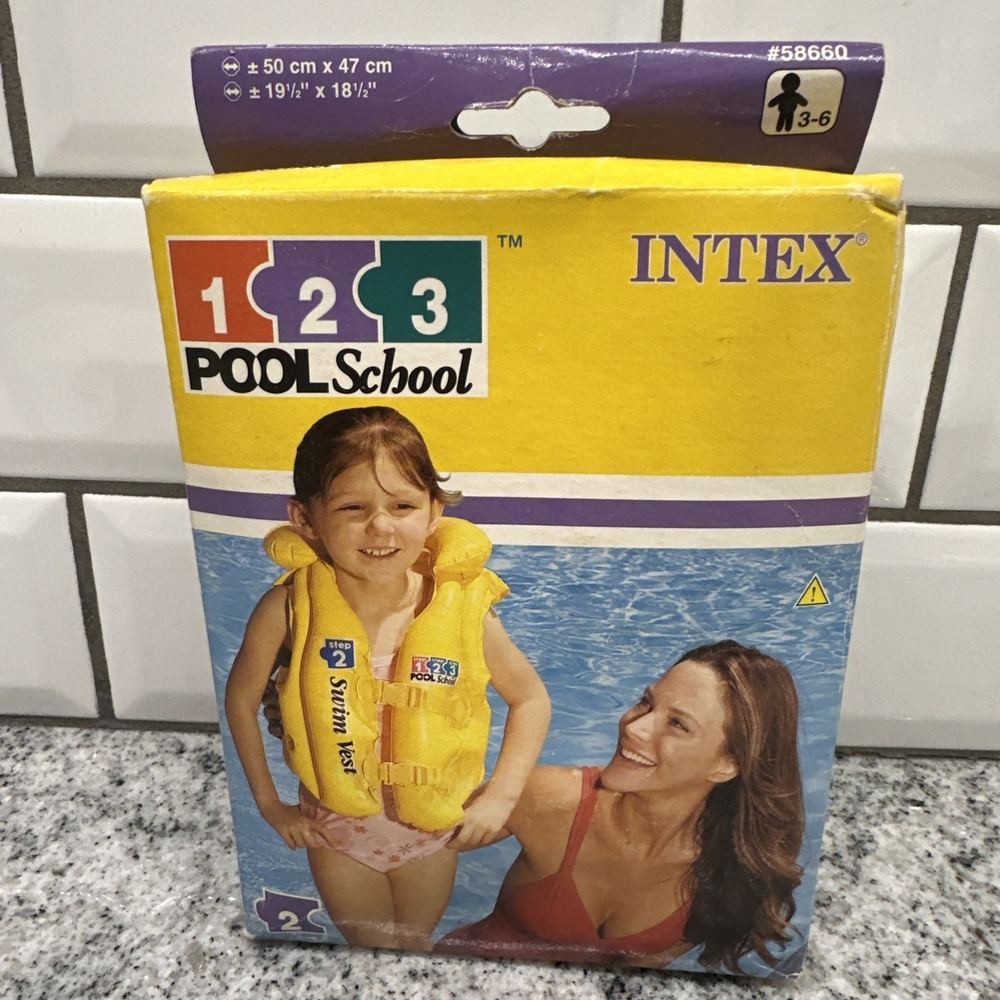 Intex Swim Vest Wet Set Ages 3-6 Inflatable Step 2 Pool School Kids Vintage 2000